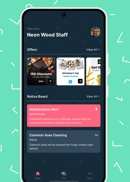 Neon Wood app – Schwarzes Brett